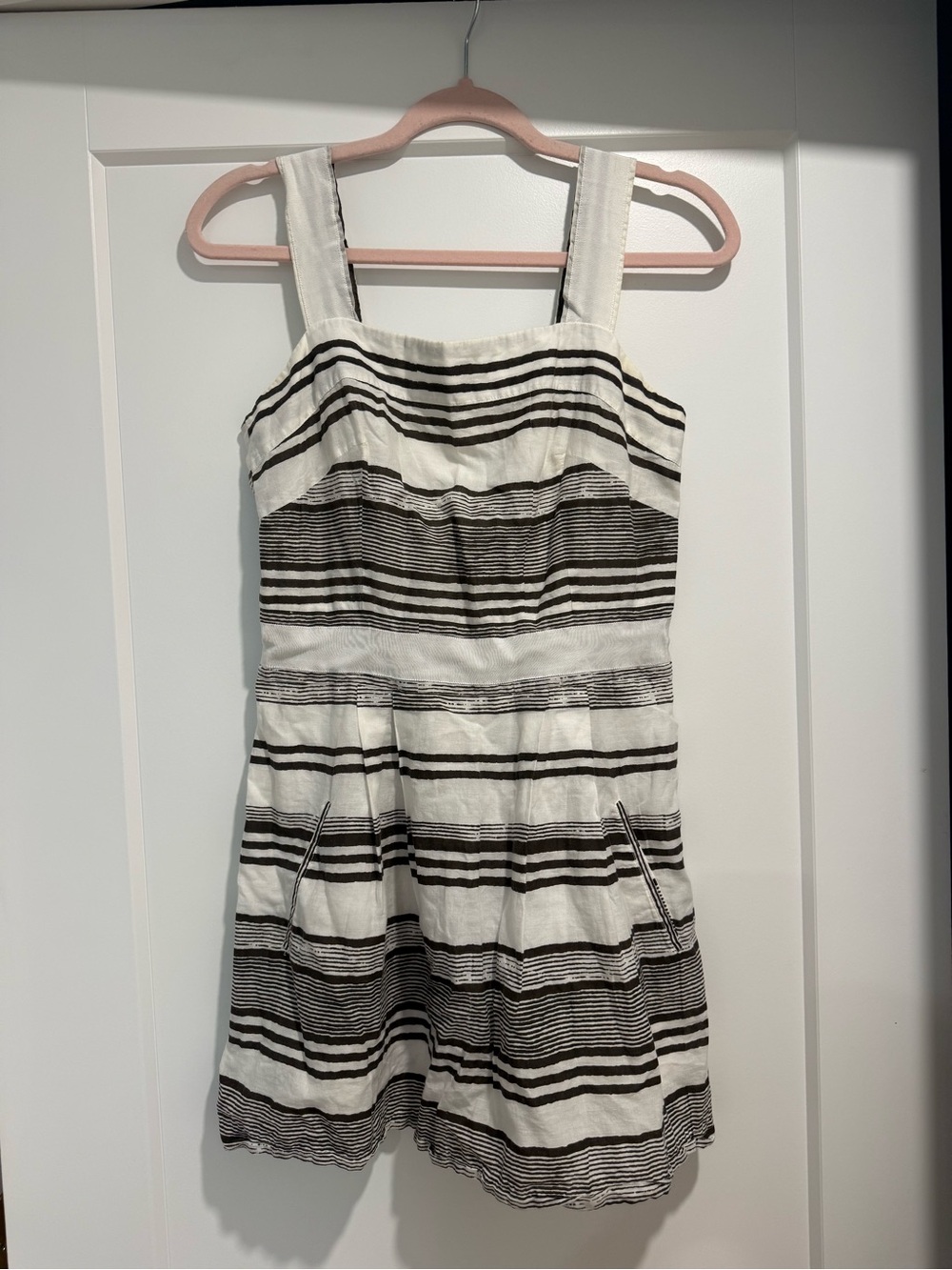 Nougat London cream & BROWN striped PETITE dress